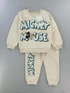 Zara Boys Sets Mickey Mouse Boy Sweatshirt Set- Beige
