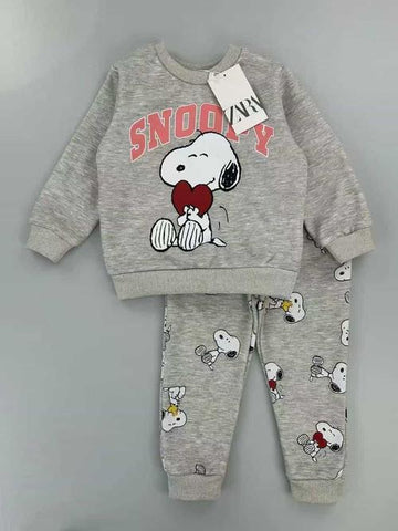 Zara Boys Sets Snoopy Boy Sweatshirt Set- Grey