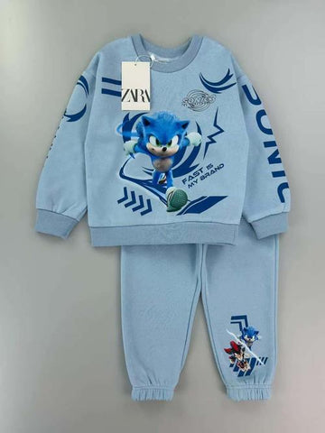 Zara Boys Sets Sonic Boy Sweatshirt Set- Blue