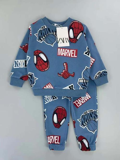 Zara Boys Sets Spider Man Comic Boy Sweatshirt Set- Blue