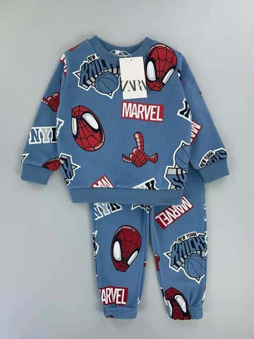 Zara Boys Sets Spider Man Comic Boy Sweatshirt Set- Blue