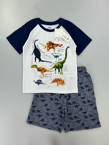 Zara Boys Short Sets 3 yr Jurassic Dino Boys Shorts Set Zara-Navy Blue