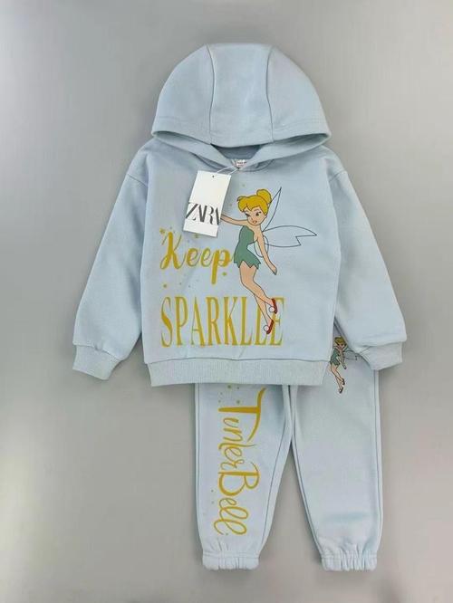 Zara Girls Sets Angel Bell Girl Hoodie Set- Blue