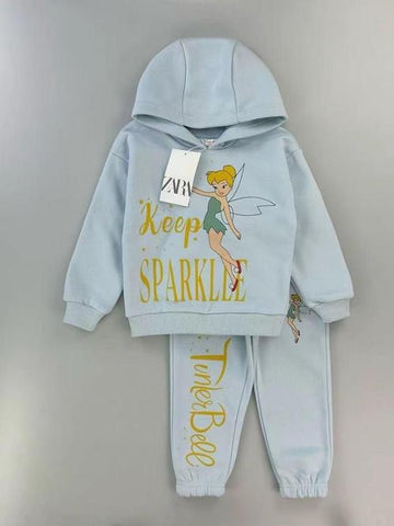 Zara Girls Sets Angel Bell Girl Hoodie Set- Blue