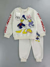 Zara Girls Sets Daisy Donald Girl Sweatshirt Set- Off White