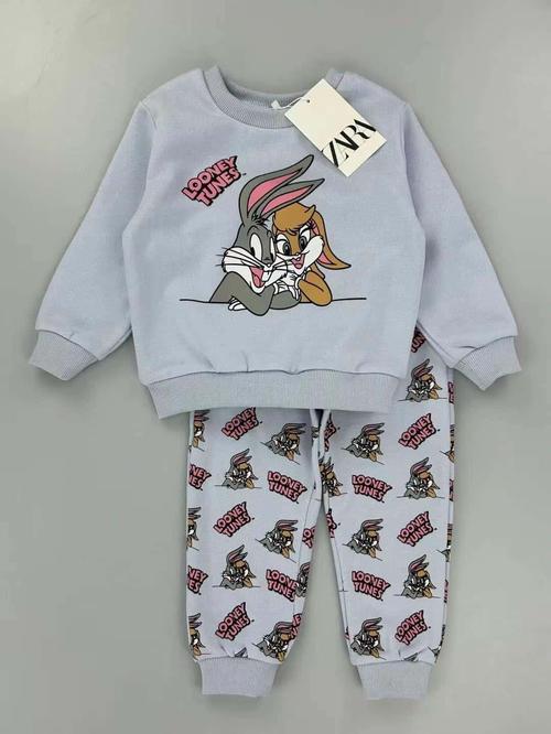 Zara Girls Sets Looney Tunes Girl Sweatshirt Set- Blue