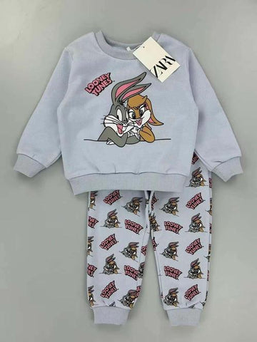 Zara Girls Sets Looney Tunes Girl Sweatshirt Set- Blue
