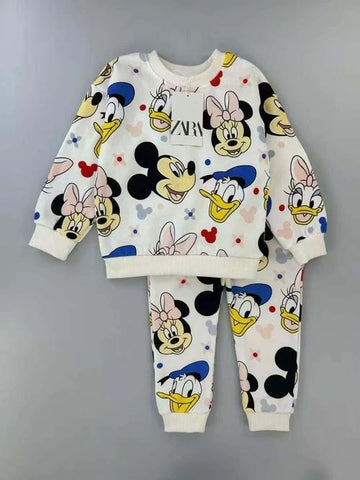 Zara Girls Sets Minnie Daisy Girl Sweatshirt Set- Off White