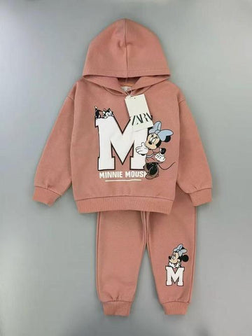 Zara Girls Sets Minnie Mouse Girl Hoodie Set- Brown