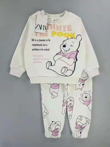 Zara Girls Sets Winnie The Pooh Girl Sweatshirt Set- Off White